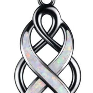 Irish Celtic Knot Created Opal Pendant Necklace Sterling Silver Black Necklaces